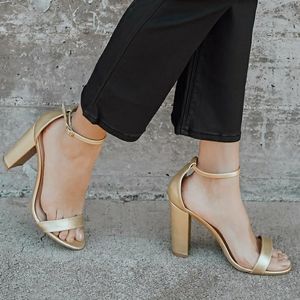 Gold Ankle Strap Heels